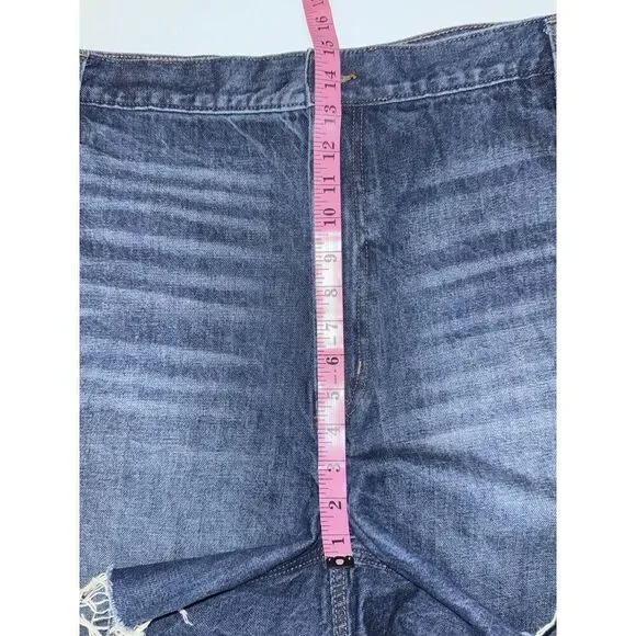 Old Navy High Rise Slouchy Blue Jean Shorts Cut Off Denim 5" Non Stretch 28 Plus - Picture 9 of 13